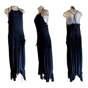 MC PLANET Black Asymmetrical Hem Halter  Maxi dress Size 12
